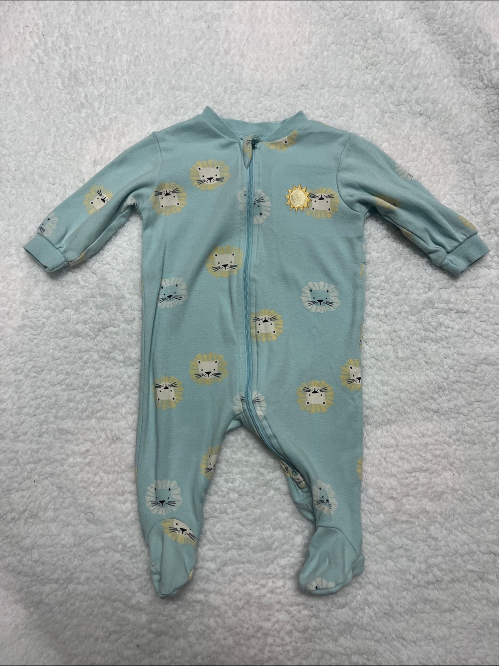 4/25$ Pekkle Blue Lion Print Zip-Front One-Piece